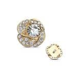 Rose Blossom Flower Threaded Stud Earring, 14k Yellow Gold