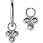 Trinity Charm for Clicker Hoop, Bezel Set, Steel