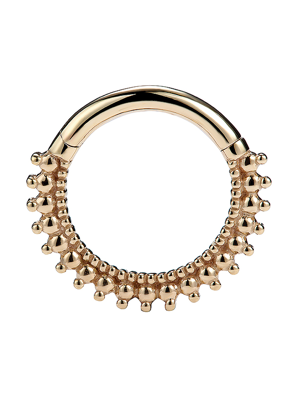 Beaded Daith Clicker Earring, 14k Yellow Gold, 8-9mm