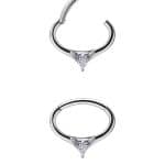 Triangle Gem Daith Clicker Earring, Steel, 8mm Oval
