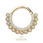 Scalloped Double Row Opal Daith Clicker Earring, 14k Yellow Gold, 8-9mm