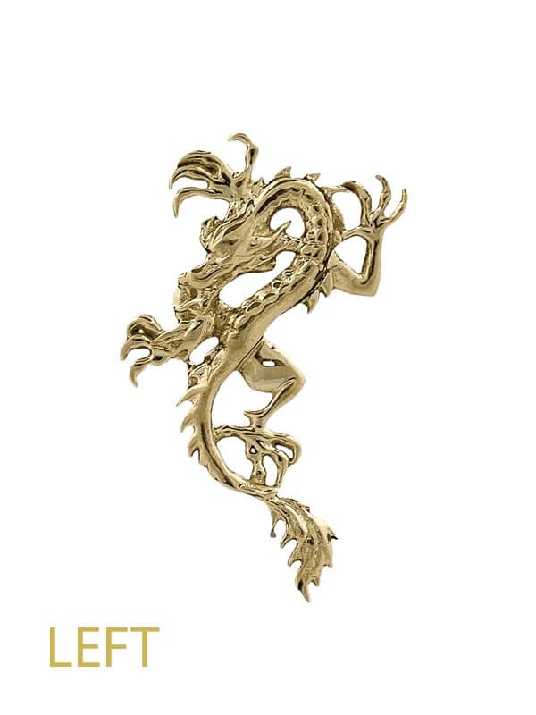 FoesJewelry Dragon Threaded Stud Earring, 14k Yellow Gold