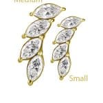 4-Marquise Curved Cluster Threaded Stud Earring, 18k Yellow Gold