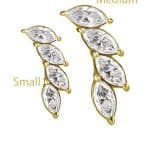 4-Marquise Curved Cluster Threaded Stud Earring, 18k Yellow Gold