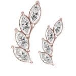 4-Marquise Curved Cluster Threaded Stud Earring, 18k Rose Gold