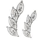 4-Marquise Curved Cluster Threaded Stud Earring, 18k White Gold