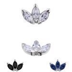 3-Marquise Fan Push-In/Threaded Stud Earring, Mini, 18k White Gold