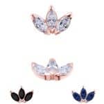 3-Marquise Fan Threaded Stud Earring, Mini, 18k Rose Gold
