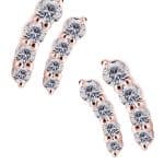 4-Gem Prium Threaded Stud Earring, 18k Rose Gold