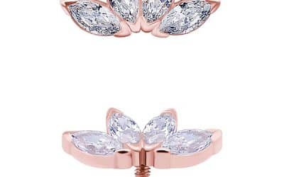 4-Marquise Fan Threaded Stud Earring, Mini, 18k Rose Gold
