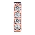 4-Gem Pave Bar Threaded Stud Earring, 14k Rose Gold