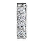 4-Gem Pave Bar Threaded Stud Earring, 14k White Gold