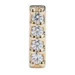 4-Gem Pave Bar Threaded Stud Earring, 14k Yellow Gold