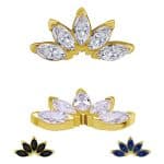 5-Marquise Fan Threaded Stud Earring, Mini, Closed Back, 18k Yellow Gold