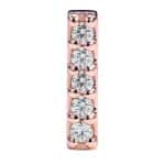 5-Gem Pave Bar Push-In Stud Earring, 14k Rose Gold