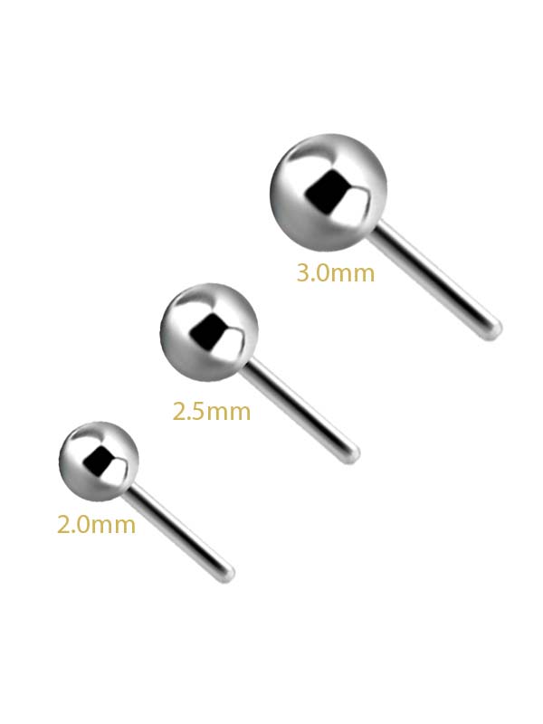 Ball Threaded/Push-in Stud Earring, Titanium