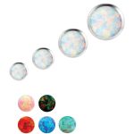 Created Opal Push-In Stud Earring, 18k White Gold
