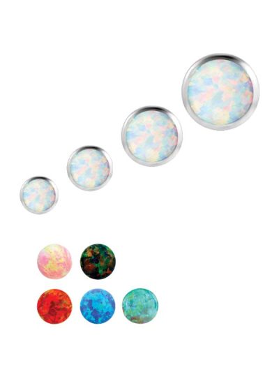 Created Opal Push-In Stud Earring, 18k White Gold