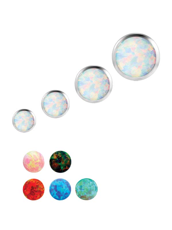 Created Opal Push-In Stud Earring, 18k White Gold