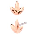3-Petal Lotus Push-In Stud Earring, 14k Rose Gold