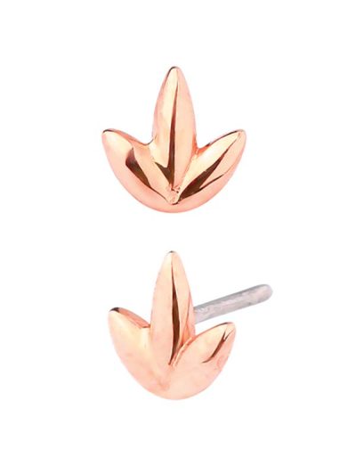 3-Petal Lotus Push-In Stud Earring, 14k Rose Gold