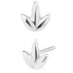3-Petal Lotus Push-In Stud Earring, 14k White Gold