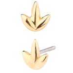 3-Petal Lotus Push-In Stud Earring, 14k Yellow Gold