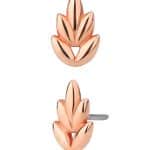5-Petal Leaf Push-In Stud Earring, 14k Rose Gold