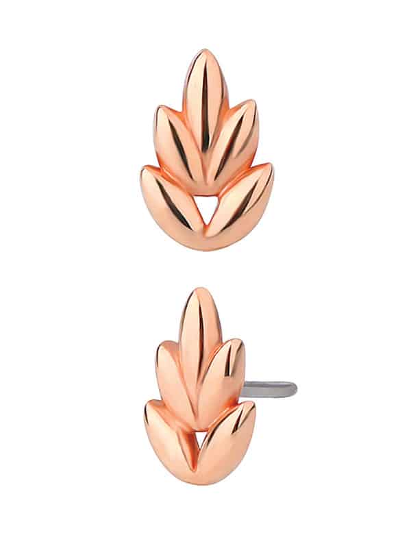 5-Petal Leaf Push-In Stud Earring, 14k Rose Gold