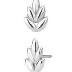 5-Petal Leaf Push-In Stud Earring, 14k White Gold
