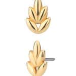 5-Petal Leaf Push-In Stud Earring, 14k Yellow Gold