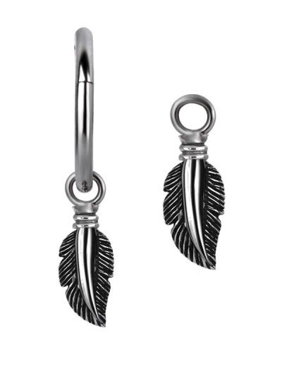 Feather Charm for Clicker Hoop, Steel