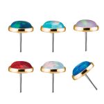 Created Opal Push-In Stud Earring, 18k Yellow Gold