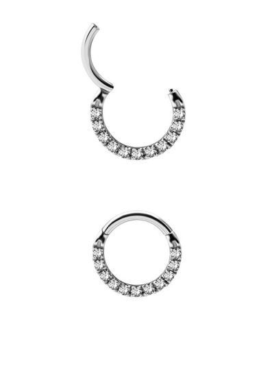 Pave Daith Clicker Earring, Steel, 8mm