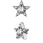 Pave Star Threaded Stud Earring, 7mm, Steel