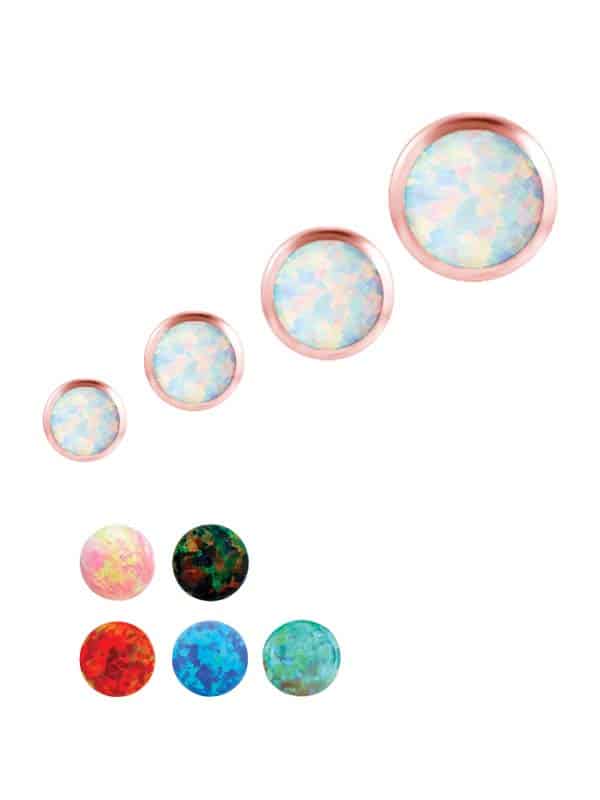Created Opal Push-In Stud Earring, 18k Rose Gold