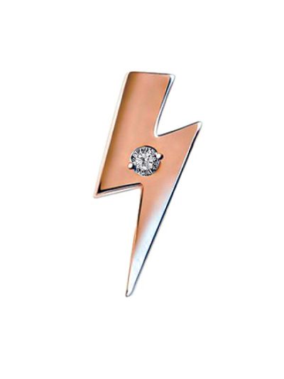 Auris Diamond Lightning Bolt Threaded Stud Earring, 14k Rose Gold