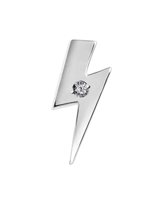 Auris Diamond Lightning Bolt Threaded Stud Earring, 14k White Gold
