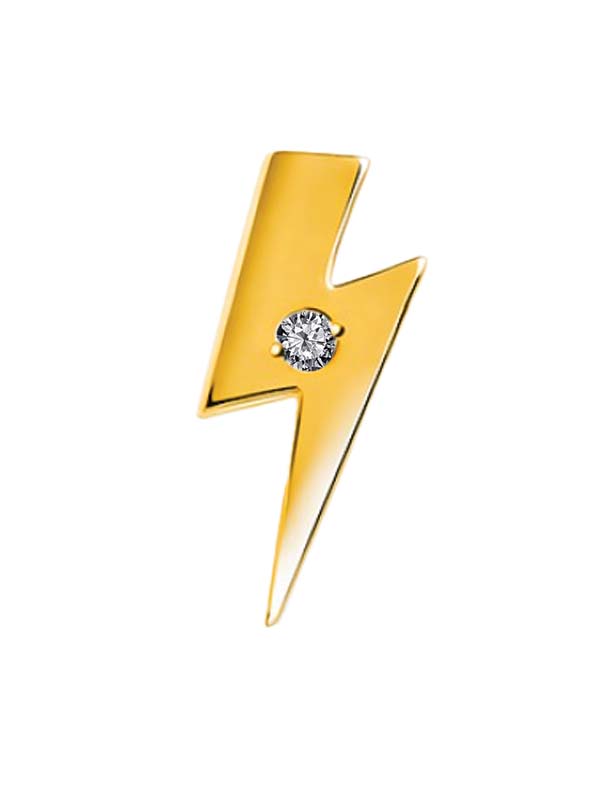 Auris Diamond Lightning Bolt Threaded Stud Earring, 14k Yellow Gold
