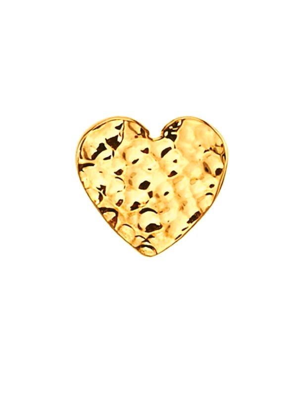 BVLA Hammered Heart Threaded Stud Earring, 14k Yellow Gold