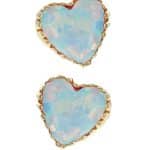 Anatometal Created Opal Heart Threaded Stud Earring, 18k Yellow Gold