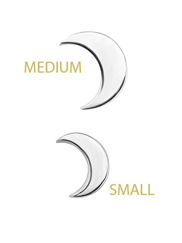 Moon Push-In Stud Earring, 14k White Gold