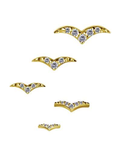 Pave Wings Threaded Stud Earring, 18k Yellow Gold