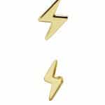 Lightning Bolt Threaded Stud Earring, 18k Yellow Gold