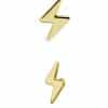 Lightning Bolt Threaded Stud Earring, 18k Yellow Gold
