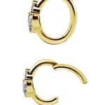 Trinity Heart Rook Clicker Hoop, Oval, 18k Yellow Gold