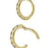 Pave Ring Rook Clicker Hoop, Oval, 18k Yellow Gold