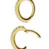 Micro Pave Ring Rook Clicker Hoop, Oval, 18k Yellow Gold