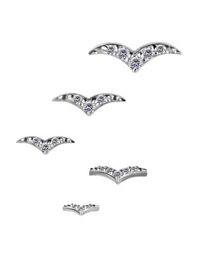 Pave Wings Threaded Stud Earring, 18k White Gold