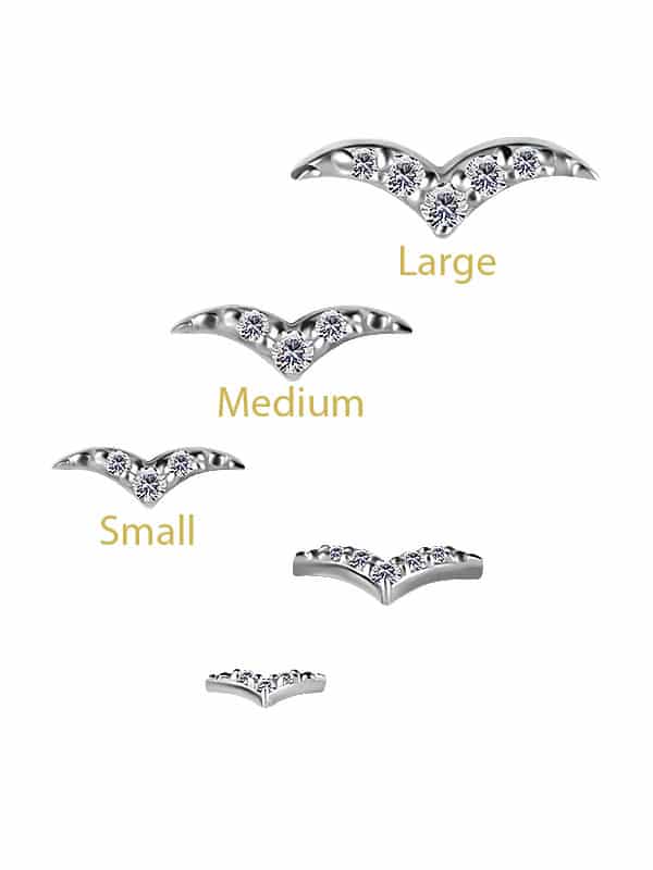 Pave Wings Threaded Stud Earring, 18k White Gold